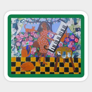 The exotic Pianist and her colourful Cats Sticker